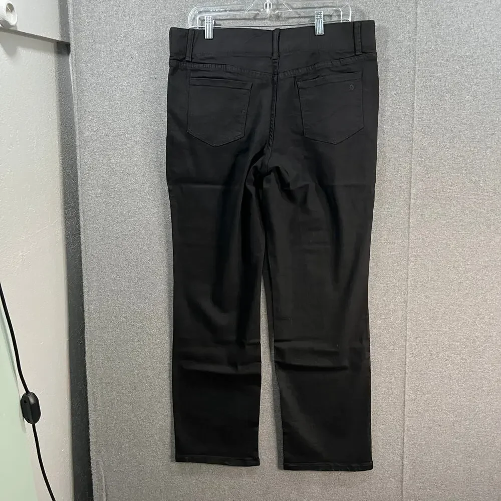 Susan Graver Regular Stretch Denim Straight Leg Jean Black, Reg 16
